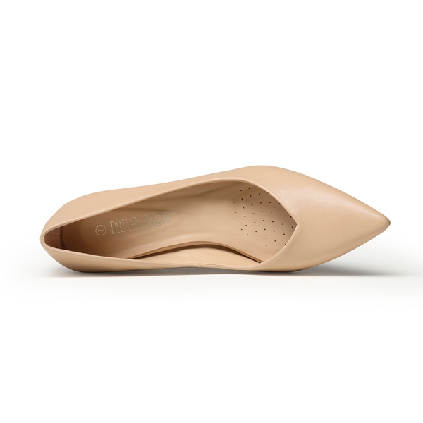 Pointed Toe Chunky High Heel Pumps - NUDE PU - 2